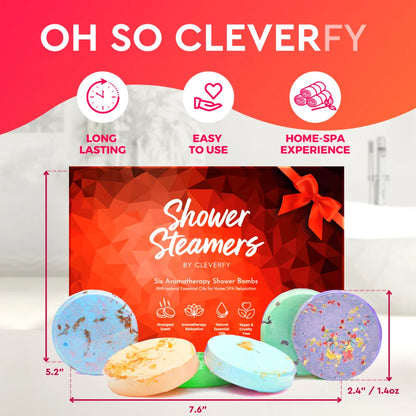 Shower Steamers Aromatherapy - Variety Pack of 6 Shower Bombs with Essential Oils. Personal Care and Relaxation Birthday Gifts for Women and Men. Red Set