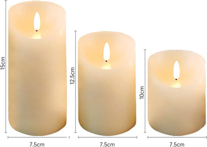 Flameless Candles Electric with Rechargeable Battery 2021 Advanced Edition Extra Bright Ivory Dripless Real Wax Pillars LED Smart Candle Flickering with 10-Key Remote Control (3 Pack)