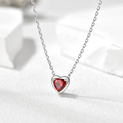 Women 925 Sterling Silver Birthstone Love Heart Necklace, Birthday Valentine'S Day Gift for Her