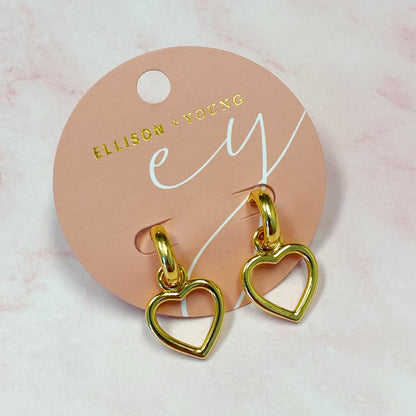 Valentine's Day 14k Gold Heart Drop Earrings - Show Your Love with Trendy Milan Design