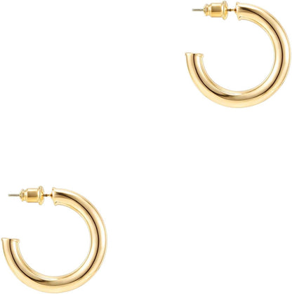 14K Gold Plated Hoop Earrings for Women | 3.5Mm Thick Infinity Gold Hoops Women Earrings | Gold Plated Loop Earrings for Women | Lightweight Hoop Earrings Set