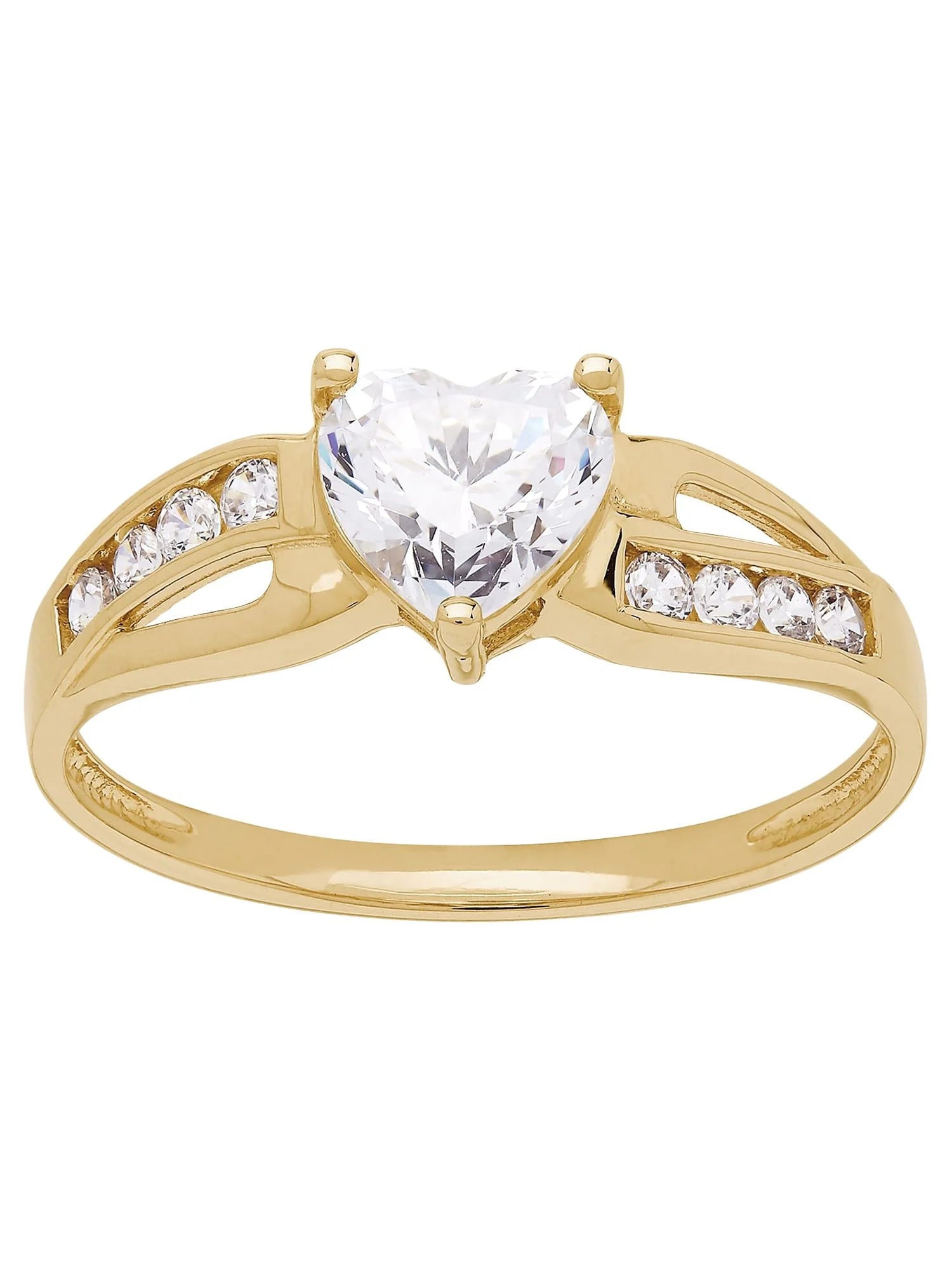 Cubic Zirconia Heart Shape Engagement Ring in 10Kt Yellow Gold