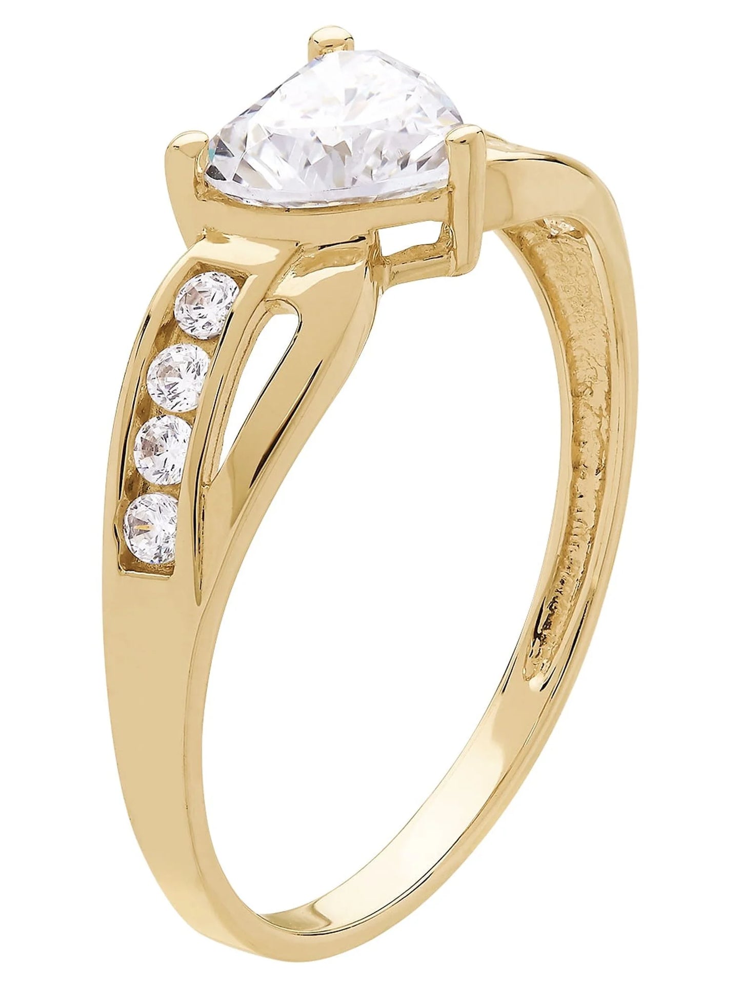 Cubic Zirconia Heart Shape Engagement Ring in 10Kt Yellow Gold