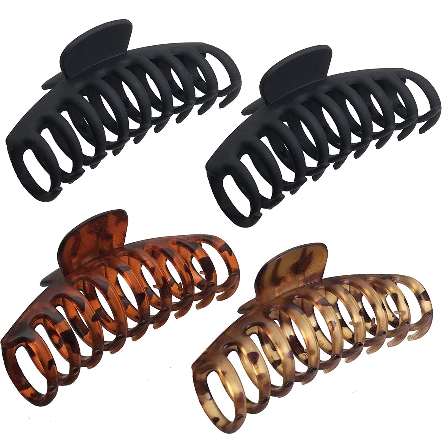 Large Hair Claw Clips for Women 4.3" Matte Leopard Jumbo Hair Clips Non-Slip Ponytail Barrette Strong Hold Claw Clips for Girls Long Thick Hair (4Packs)